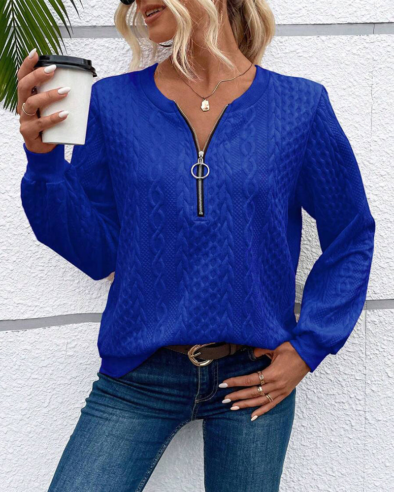 Mune | Casual Solid Color Sweatshirt with Long Sleeves and Zipper
