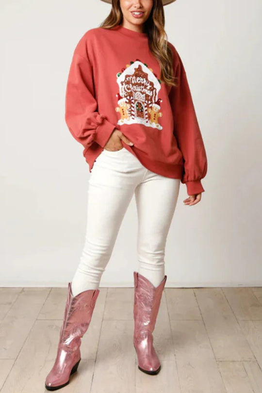 Mune | Christmas Candy House Sequins Casual Loose Sweater