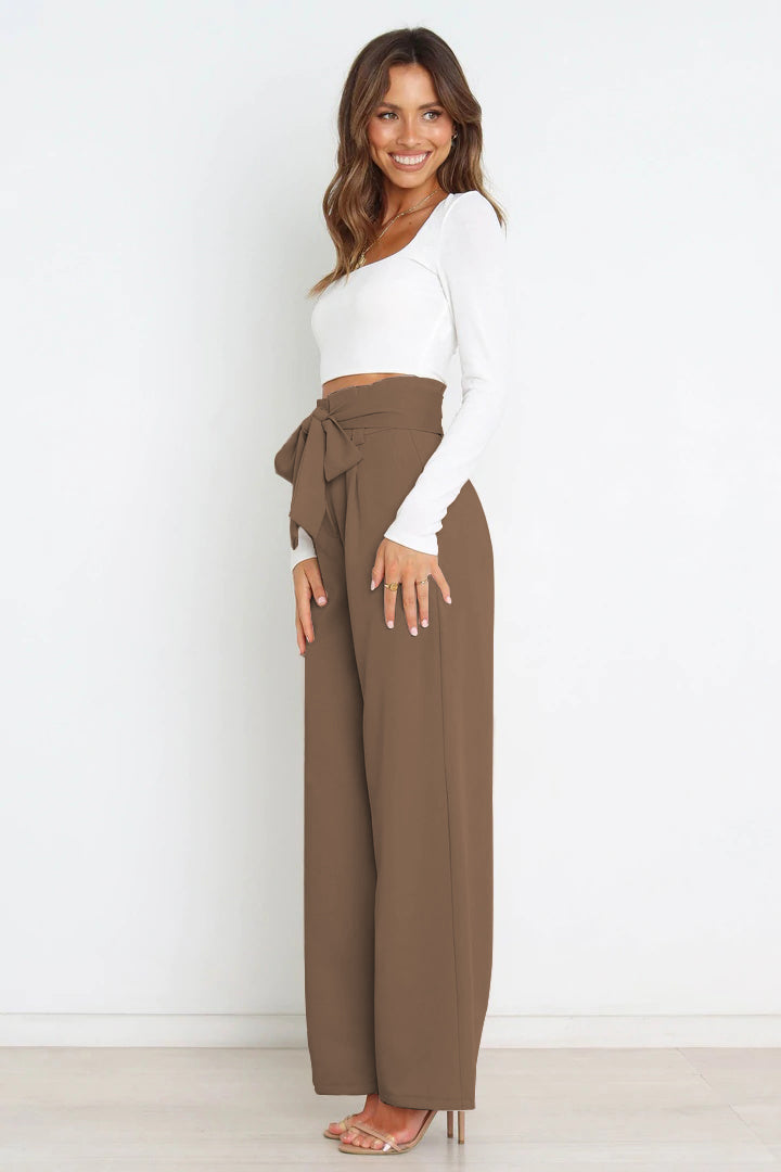 Mune Fashion | High Waist Paperbag Pants with Bow Detail