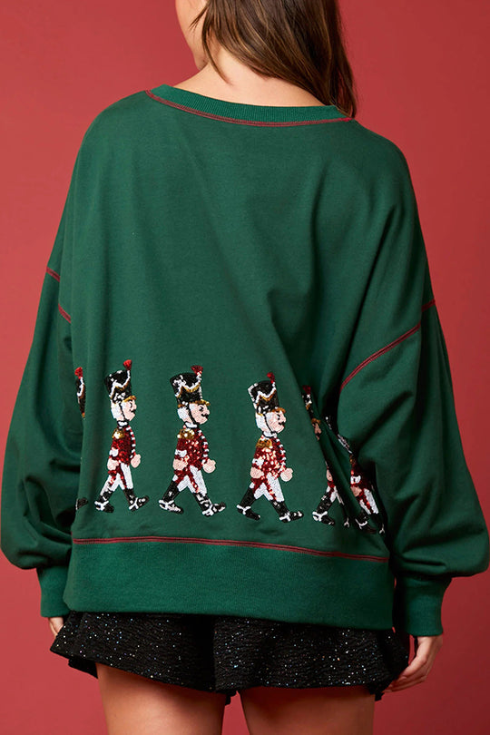 Mune | Christmas Soldier Sequins Long Sleeve Casual Sweatshirt