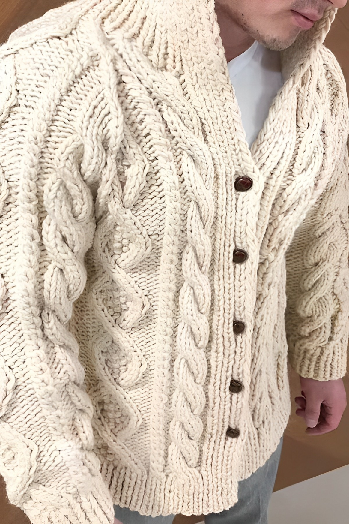 Mune | Warm Knitted Cardigan With Braided Pattern