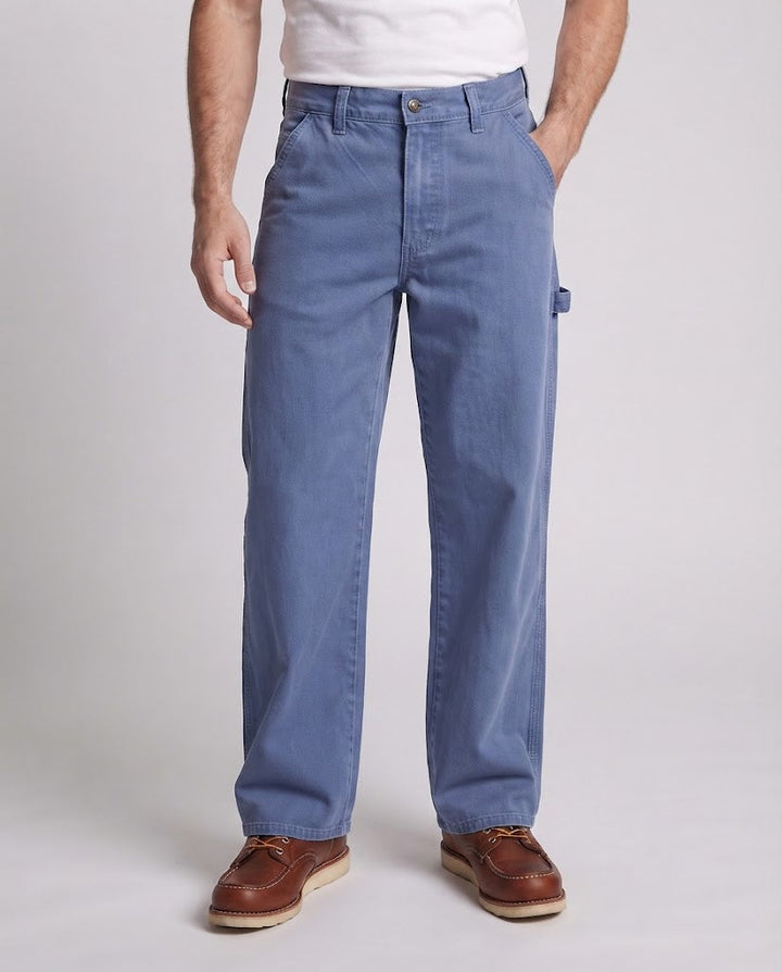 Men's Wide Worker Denim Pants with Tool Loop and High Waist Mune Fashion