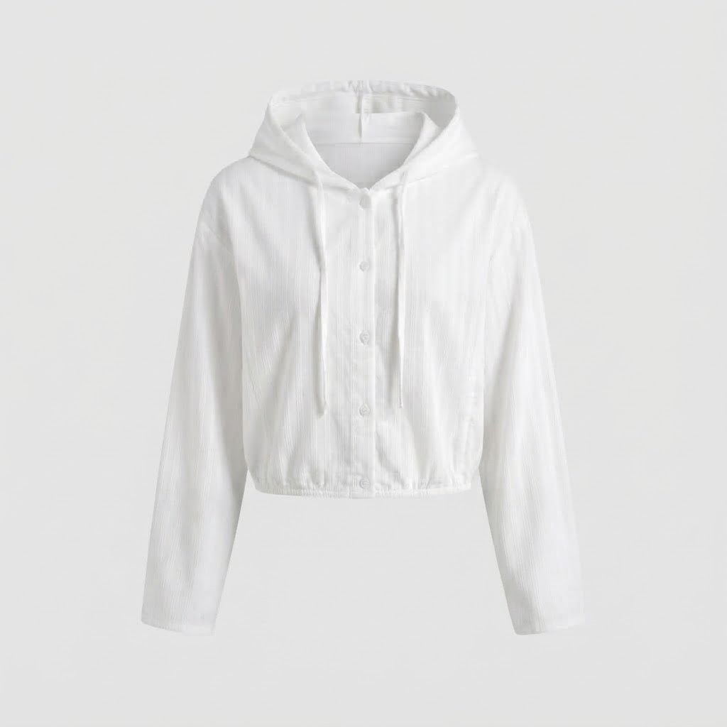 Women's cropped hooded jacket made of lightweight crinkle quality Mune Fashion