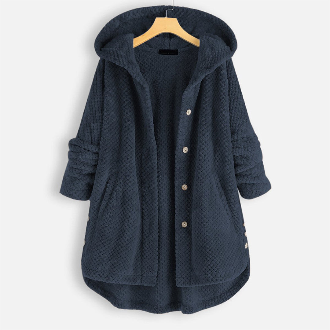 Mune | Mid-length, reversible fleece jacket with hood for winter