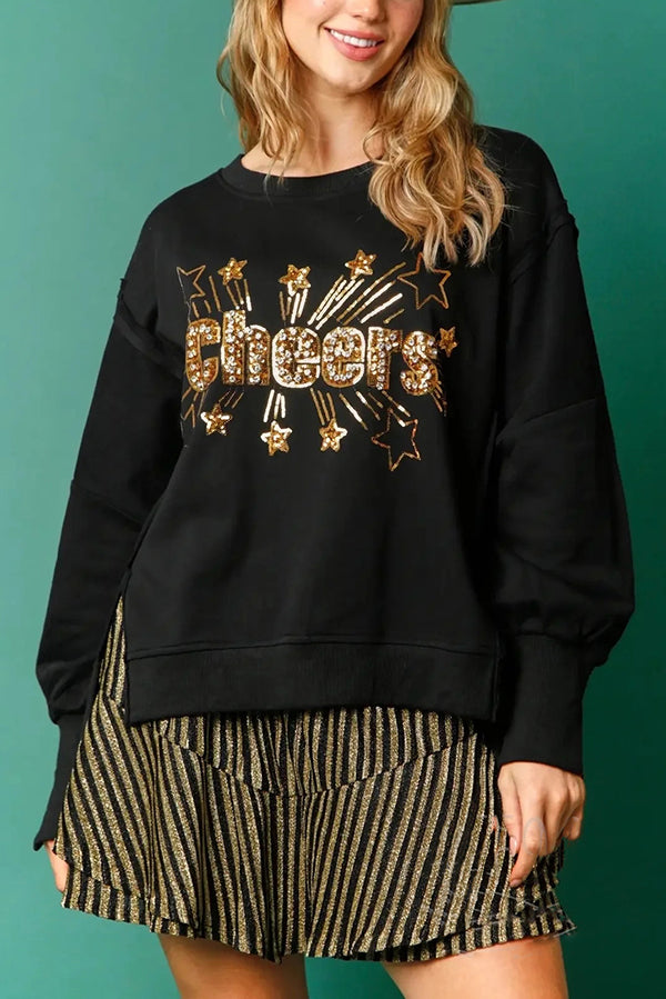 Mune | Christmas Sequins Casual Round Neck Long Sleeve Sweatshirt