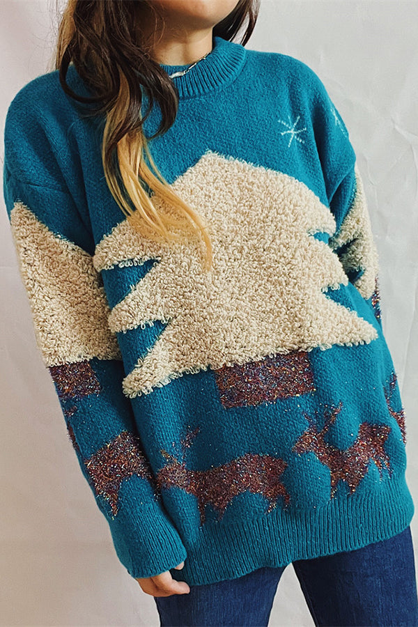Mune | Christmas Pattern Knitted Round Neck Long Sleeve Sweater