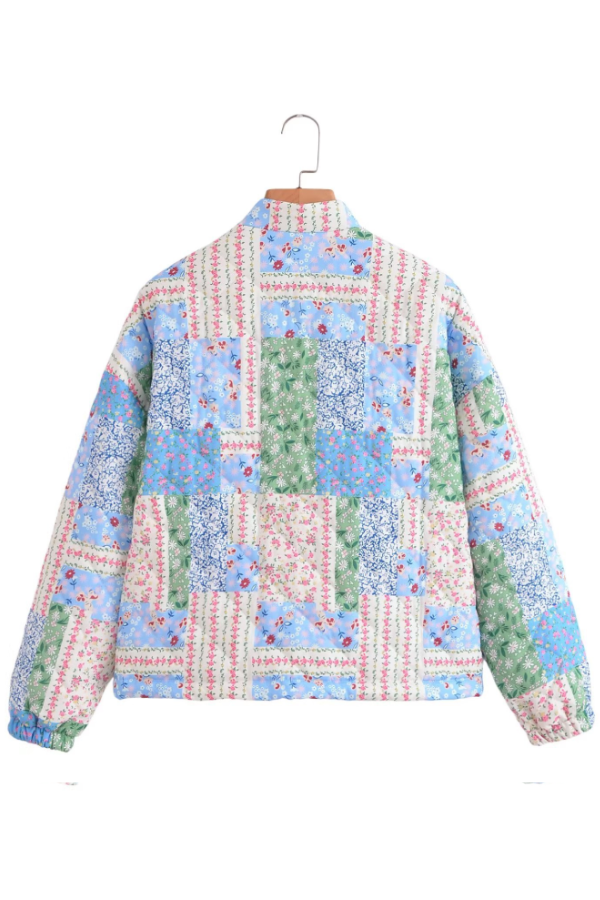 Mune | Stand Collar Long Sleeve Floral Pattern Cotton Jacket