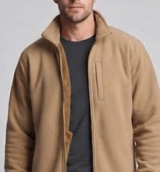 Men's thermal fleece jacket with teddy lining, waterproof chest pocket & stand-up collar Mune Fashion