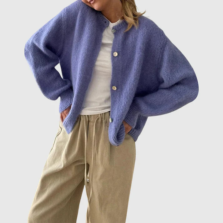 Mune | Women's Cashmere Cardigan with Round Neck and Button Closure