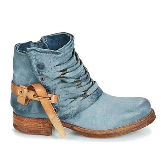 Mune | Retro Ankle Boots with Block Heel and Zipper