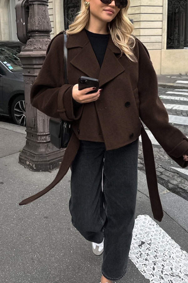 Mune | Revers Temperament Double-Breasted Hair Wool Jacket