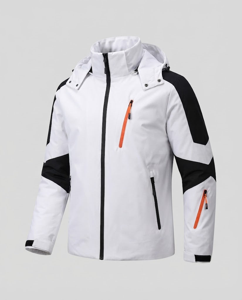 Men's technical winter jacket with high collar, wind and water repellent shell and contrasting zippers Mune Fashion