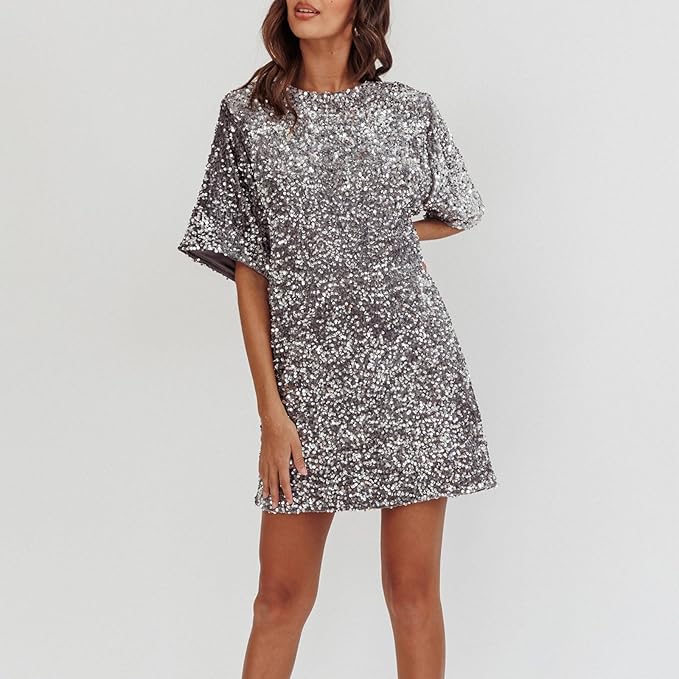 Mune | Glittering Sequin Dress with Bell Sleeves