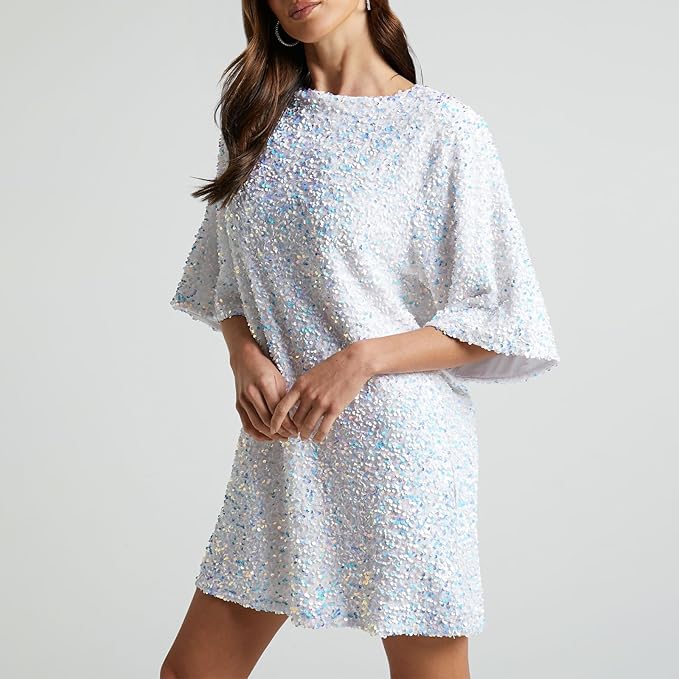 Mune | Glittering Sequin Dress with Bell Sleeves