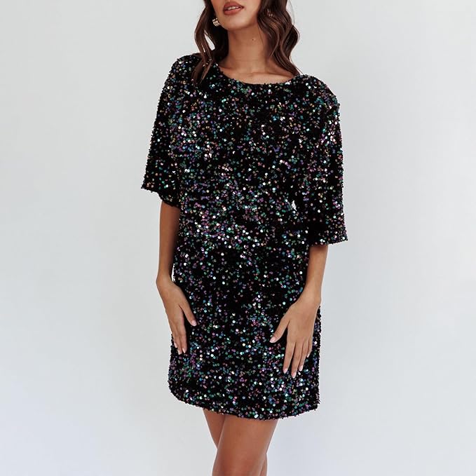 Mune | Glittering Sequin Dress with Bell Sleeves