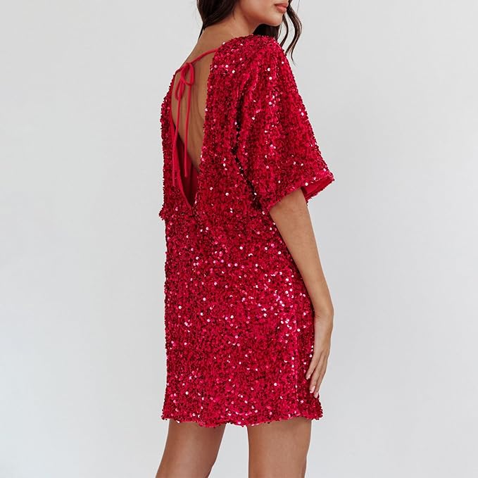 Mune | Glittering Sequin Dress with Bell Sleeves