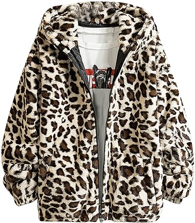 Mune | Men's Fleece Jacket with Hood and Leopard Pattern