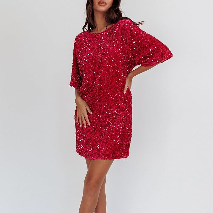 Mune | Glittering Sequin Dress with Bell Sleeves