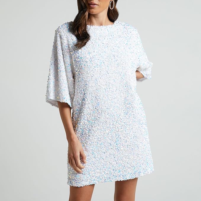 Mune | Glittering Sequin Dress with Bell Sleeves