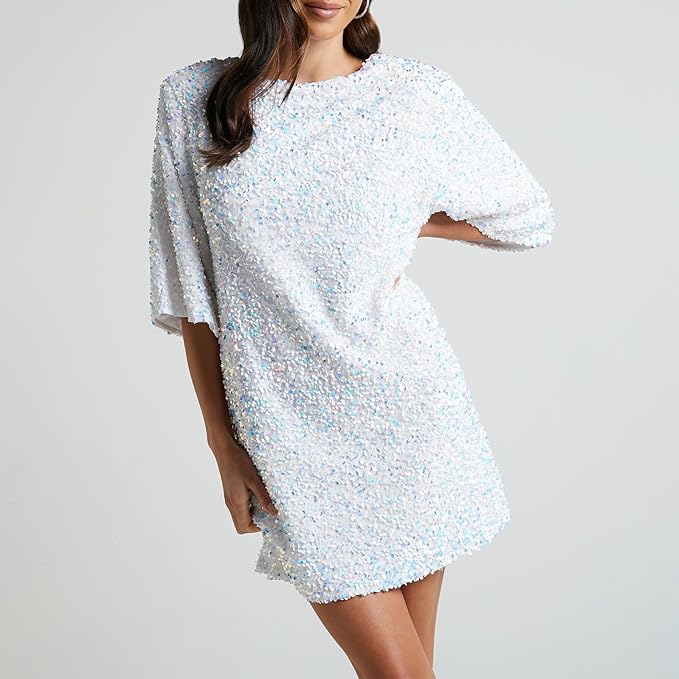 Mune | Glittering Sequin Dress with Bell Sleeves