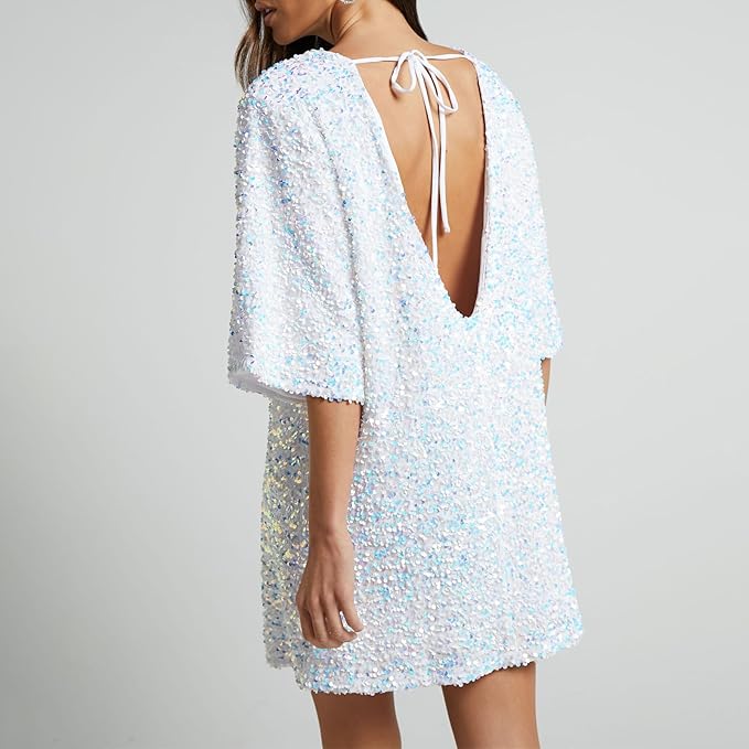 Mune | Glittering Sequin Dress with Bell Sleeves