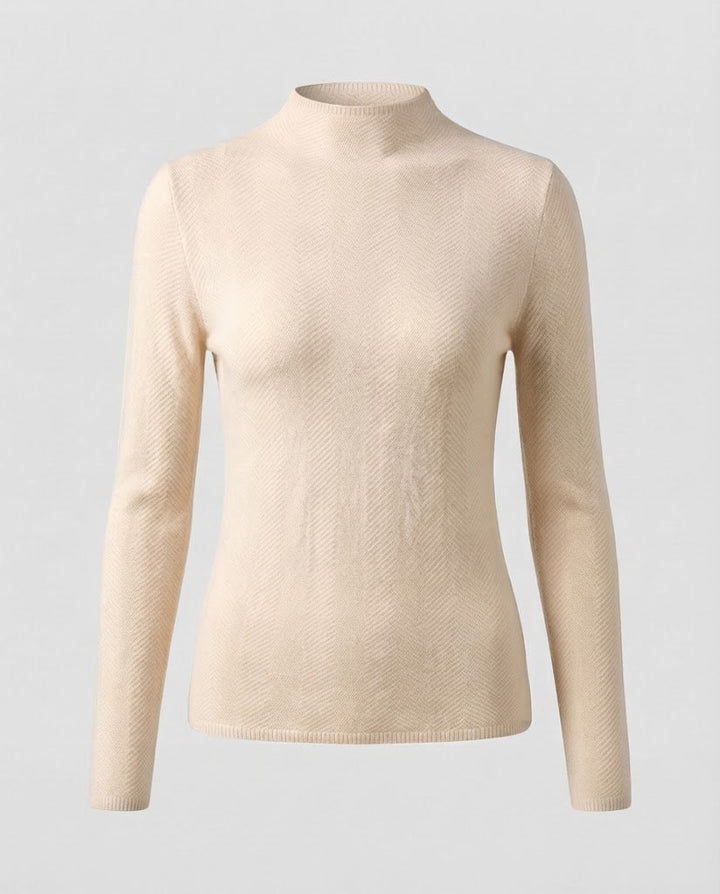 Women Fine Minimalist Stand Collar Sweater made of snug fine knit Mune Fashion