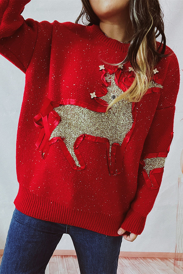 Mune | Christmas Pattern Knitted Round Neck Long Sleeve Sweater