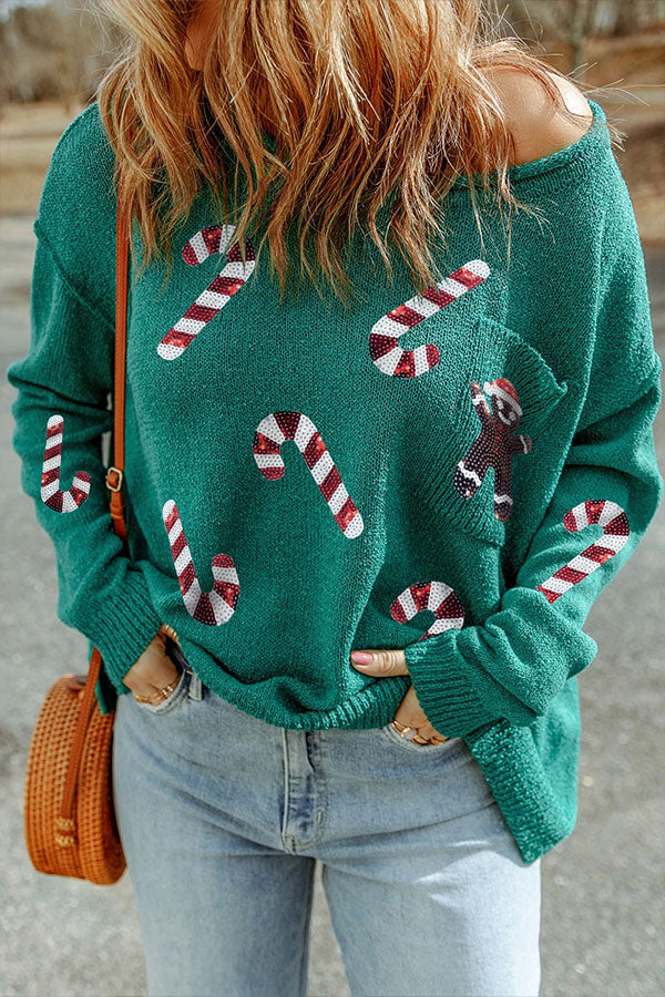 Mune | Sequined Christmas Graphic Pullover Sweatshirt
