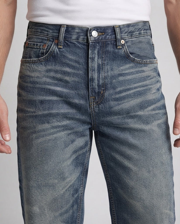 Men's Wide Retro-Flared-Denim-Jeans with Distinct Whisker-Look Mune Fashion