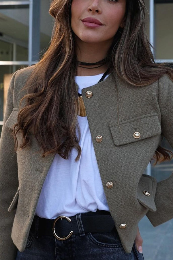 Mune | Neck Solid Color Single-Breasted Jacket