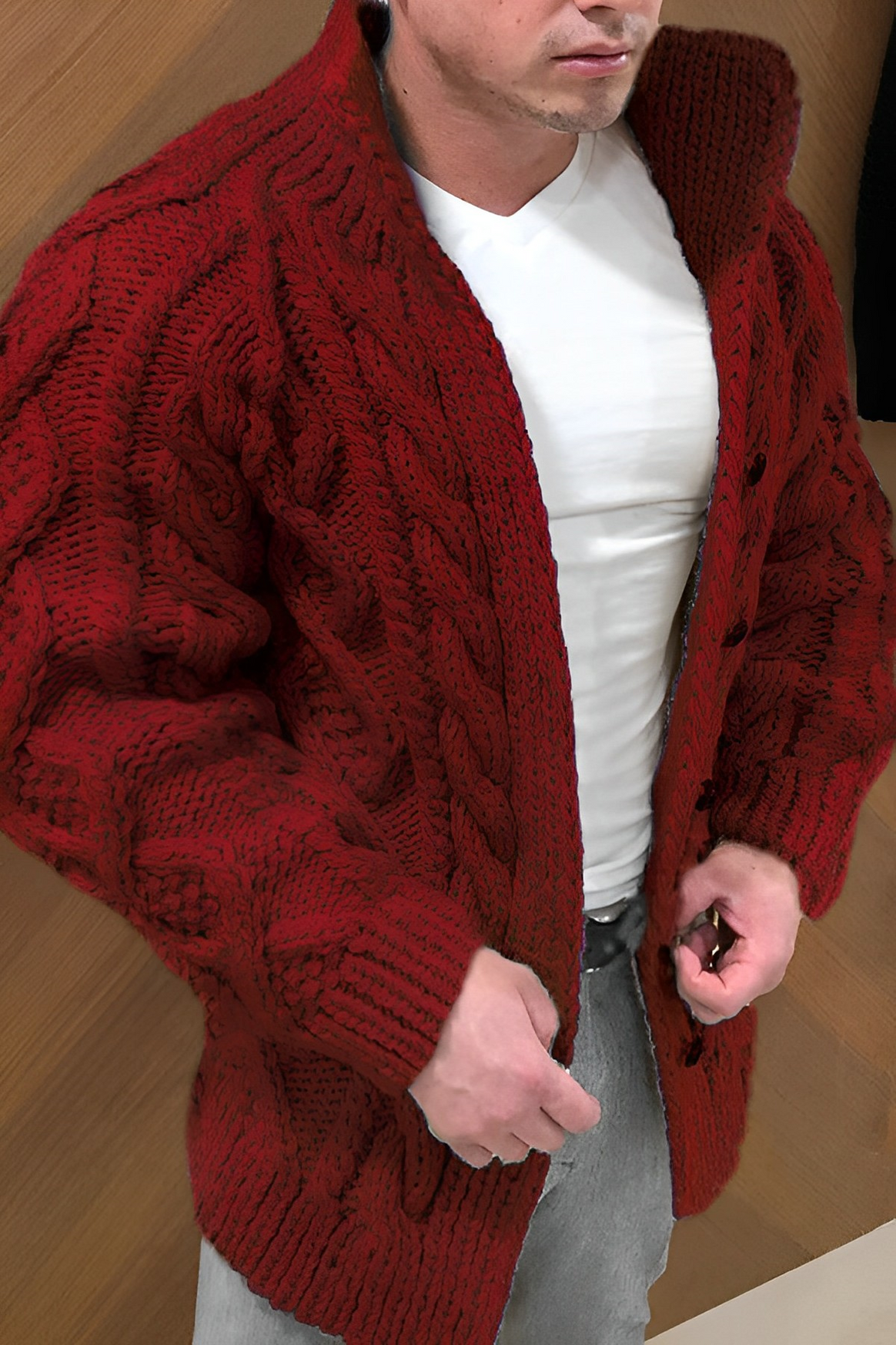 Mune | Warm Knitted Cardigan With Braided Pattern