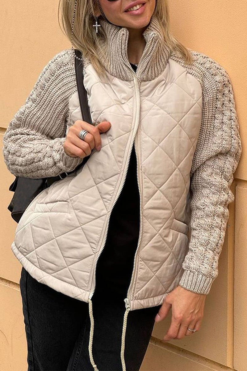 Mune | Casual Solid Color Knitted Patchwork-Lined Jacket