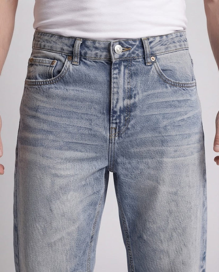 Men's wide Vintage Denim Jeans in Baggy Straight cut with Used wash Mune Fashion