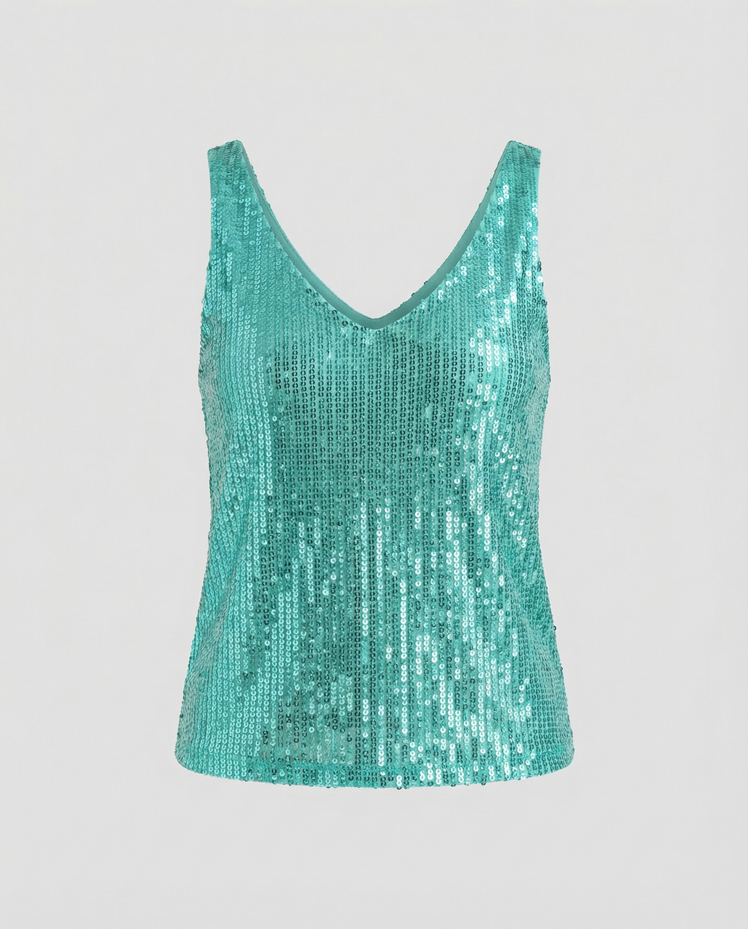 Shiny V-neck Sequin Top