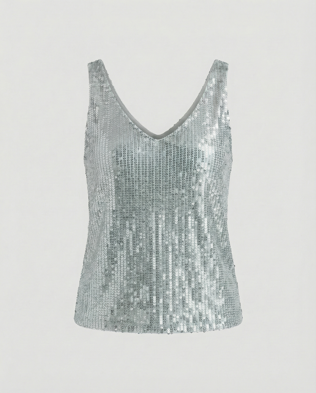 Shiny V-neck Sequin Top