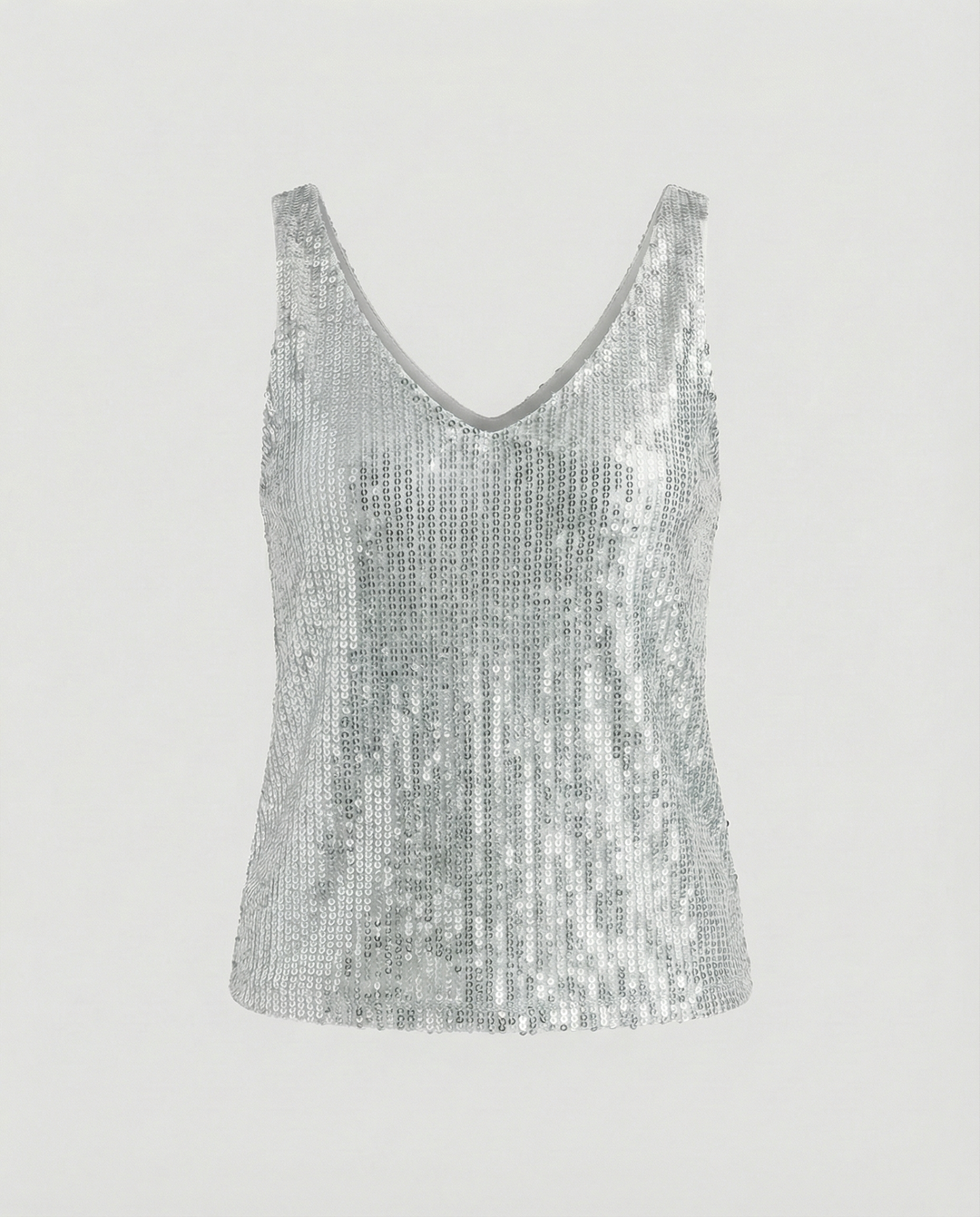 Shiny V-neck Sequin Top