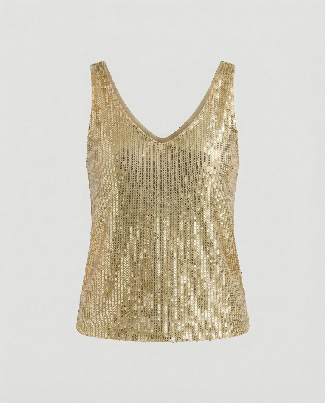 Shiny V-neck Sequin Top