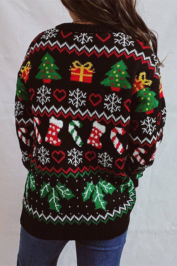 Mune | Christmas Pattern Knitted Round Neck Long Sleeve Sweater