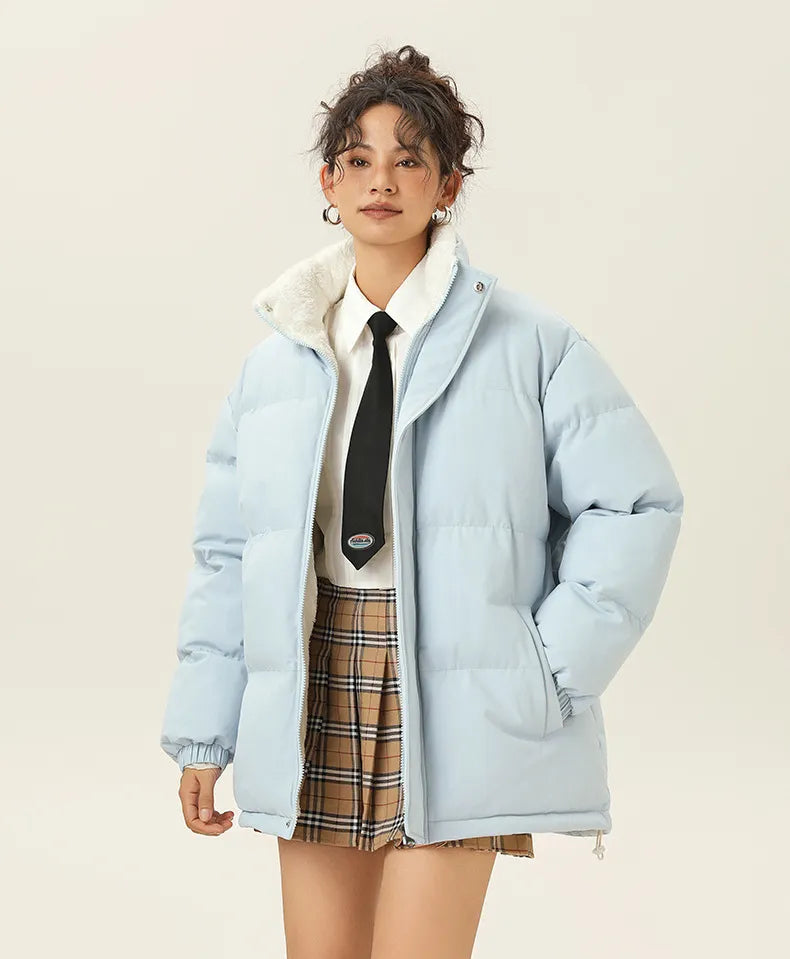 Mune | Loose Jacket with Stand-Up Collar Made Of Thick Warm Cotton Fabric