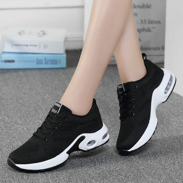 Women nan breathable knitted running shoes with air cushion and shock-absorbing sole Mune Fashion