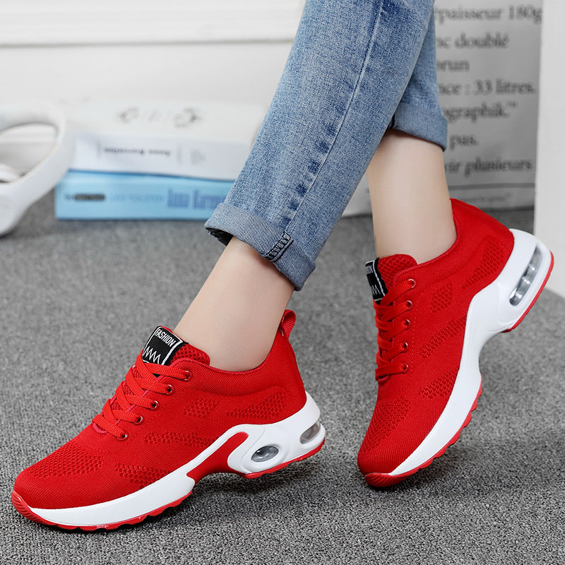 Women nan breathable knitted running shoes with air cushion and shock-absorbing sole Mune Fashion