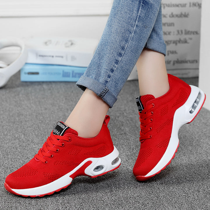Women nan breathable knitted running shoes with air cushion and shock-absorbing sole Mune Fashion