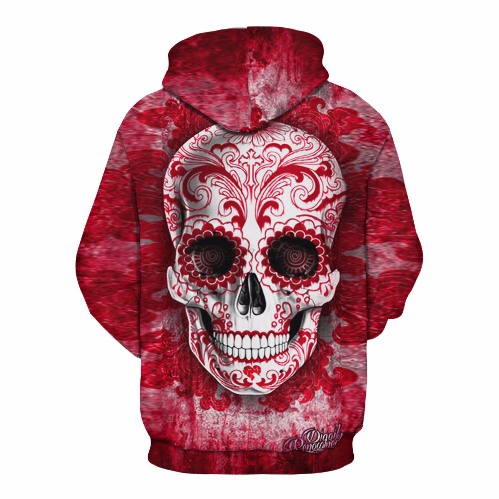 Unisex Hoodie with large Sugar Skull print & kangaroo pocket Mune Fashion