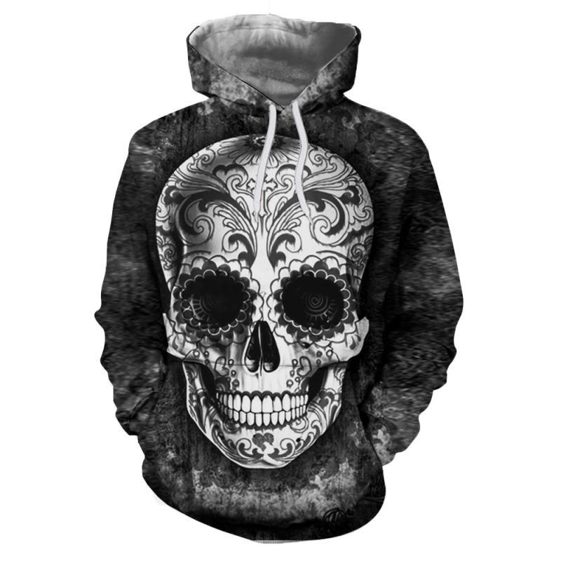 Unisex Hoodie with large Sugar Skull print & kangaroo pocket Mune Fashion