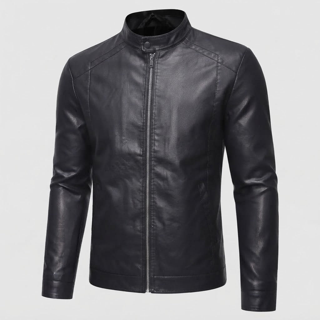 Men's Stylish Faux Leather Jacket with Stand-Up Collar Mune Fashion 1788321813