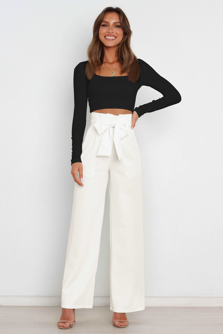 Mune Fashion | High Waist Paperbag Pants with Bow Detail