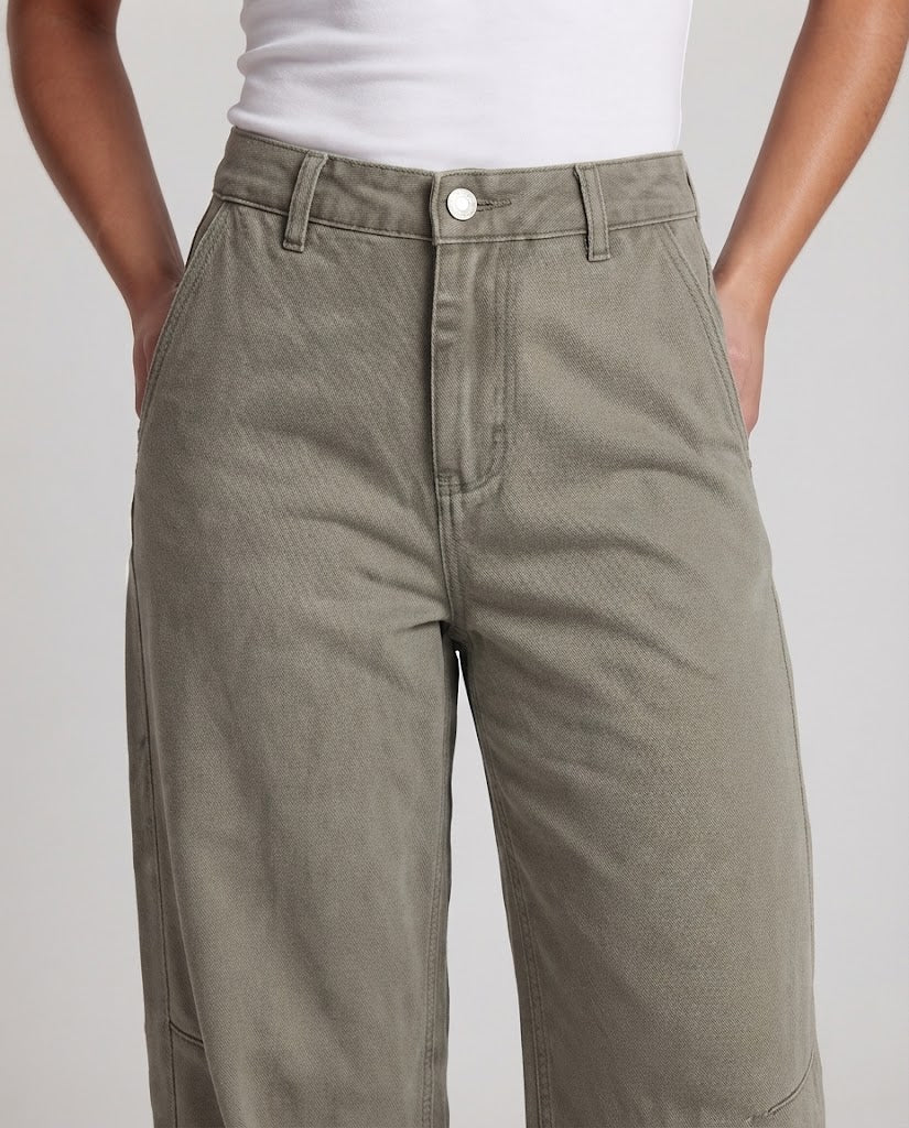 Ladies Extra Wide Palazzo Twill Trousers with Distinctive Decorative Seams Mune Fashion