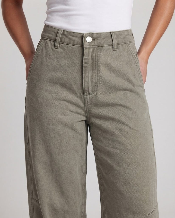Ladies Extra Wide Palazzo Twill Trousers with Distinctive Decorative Seams Mune Fashion