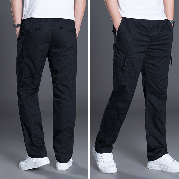 Men Straight Cut Utility Cargo Pants with Knee Darts, Multi-Pockets & Elastic Waist Mune Fashion