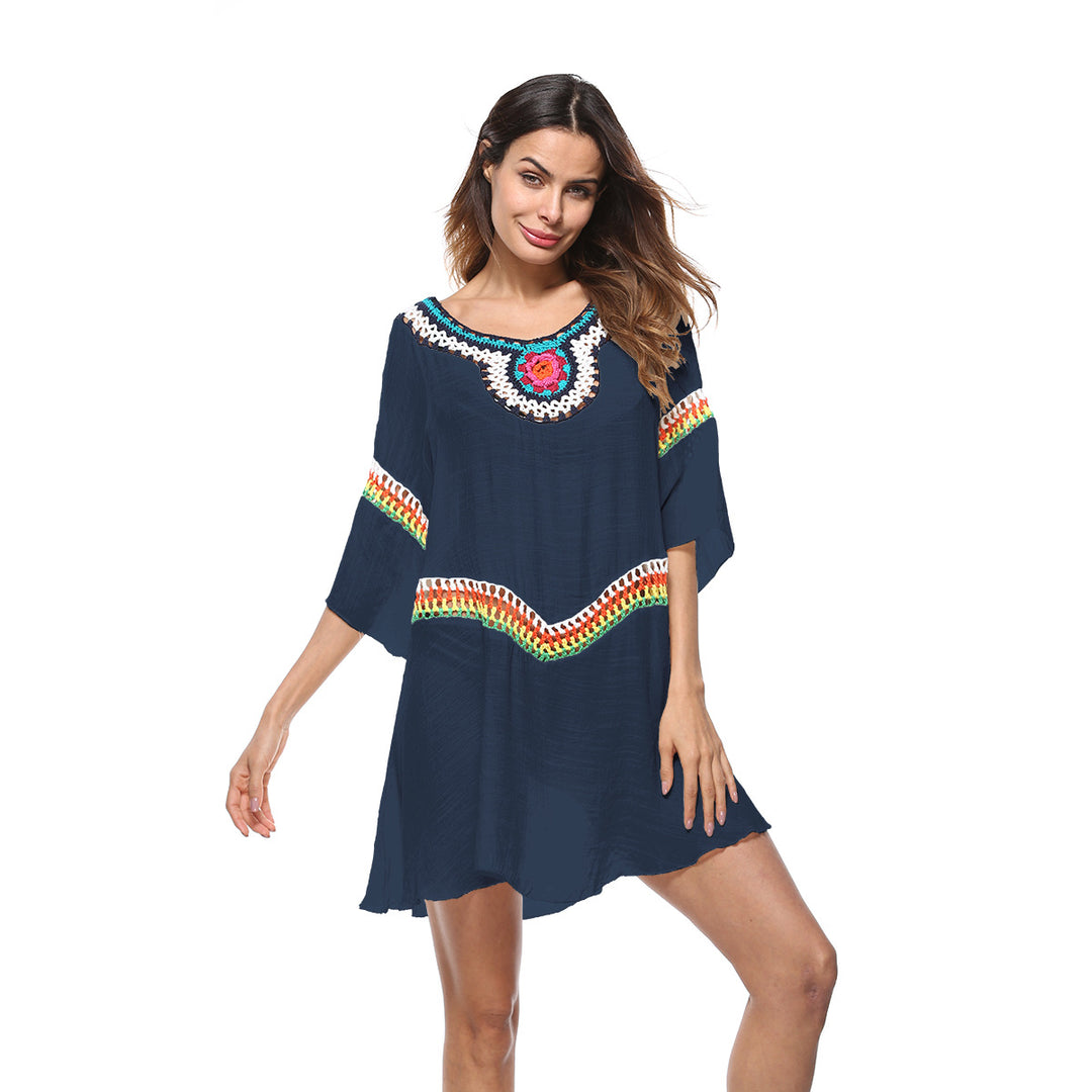 Ladies airy beach kaftan with colorful embroidery details Mune Fashion